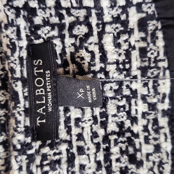 Talbots Textured Tweed Open Front Cardigan Jacket Black White Women's 1X Petite - Picture 4 of 12